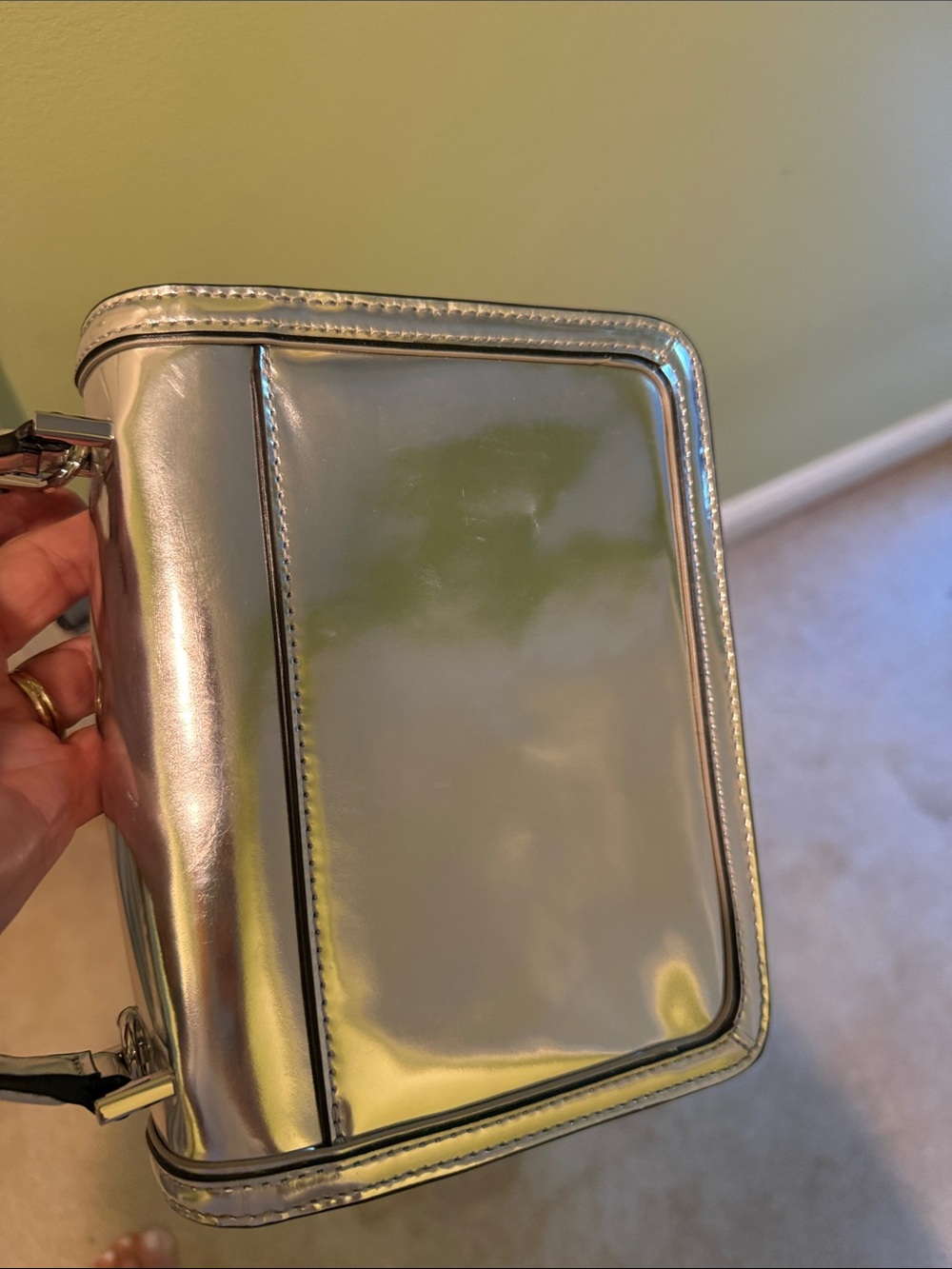Tory Burch silver flap bag with removable crossbody strap. All leather! - Picture 6 of 11